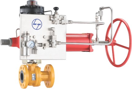 L&T valve with pneumatic actuator